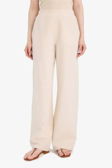 Linen Blend Wide Leg Trousers