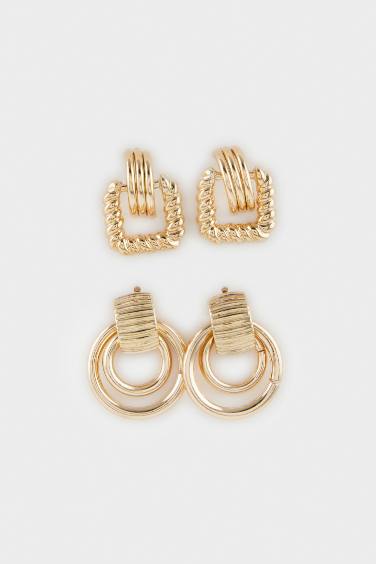 Woman 2 Piece Gold Earrings