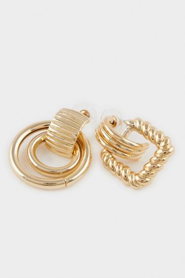 Woman 2 Piece Gold Earrings