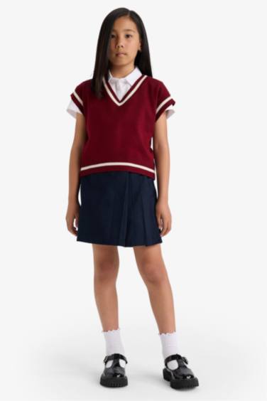 Girl Elastic Waist Gabardine Skirt