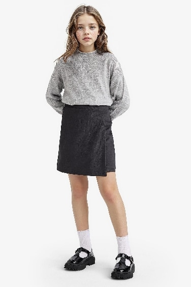 Jupe-short en gabardine à taille élastique pour fille