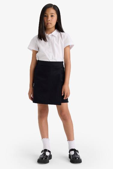 Jupe-short en gabardine à taille élastique pour fille