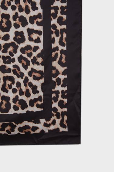 Leopar Desenli Saten Pareo