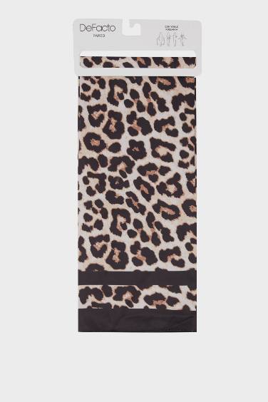 Leopar Desenli Saten Pareo