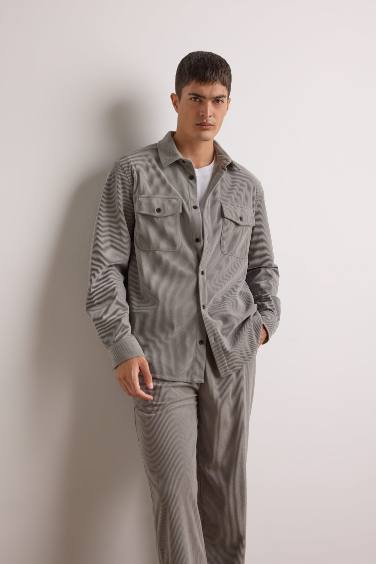 Chemise en velours côtelé à manches longues Coupe régulière