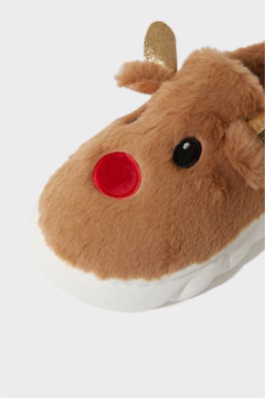 Kadın Yılbaşı Temalı Düz Taban Ev Terliği - Görsel 5