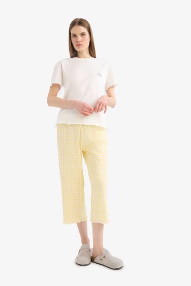 Pijama Takımı Kısa Kollu Üst Beli Lastikli Uzun Alt-Fall in Love