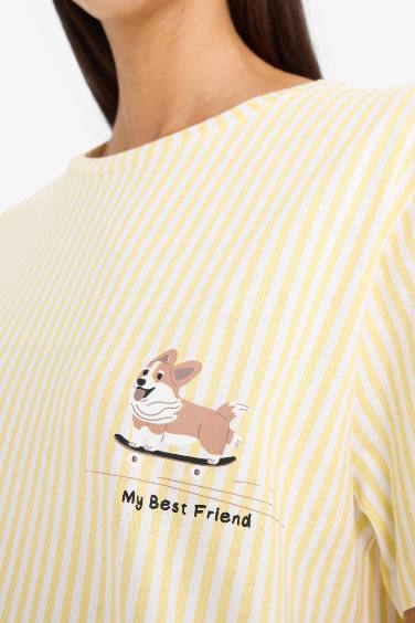 Fall in Love Regular Fit Printed Short Sleeve Nightgown