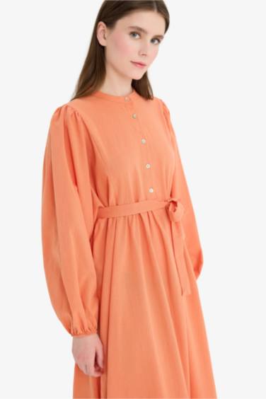 Relax Fit Belted Muslin Maxi Dress