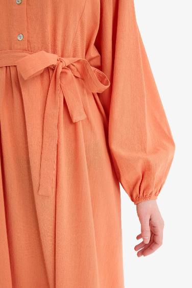 Relax Fit Belted Muslin Maxi Dress