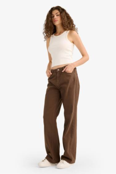 Габардиновые брюки Straight Fit с нормальной талией и стандартной длиной