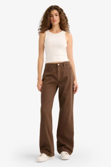 Габардиновые брюки Straight Fit с нормальной талией и стандартной длиной