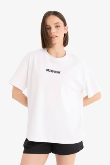 Oversize Fit Crew Neck Printed Short Sleeve T-Shirt