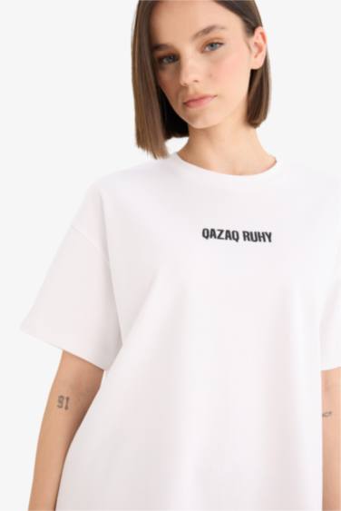 Oversize Fit Crew Neck Printed Short Sleeve T-Shirt