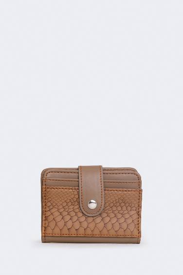 محفظة حريمي جلد صناعي بني غامق