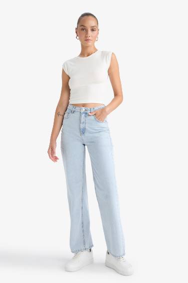 90's Wide Leg High Waist Long Jeans