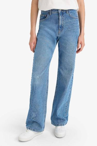 90's Wide Leg High Waist Straight Leg Long Jeans