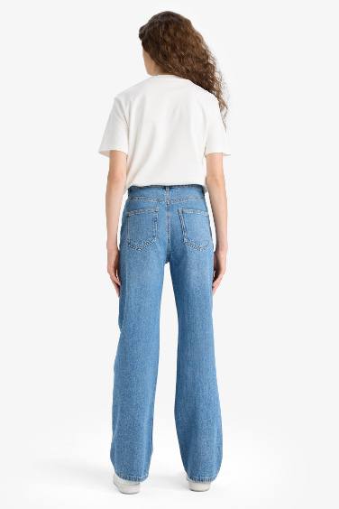 %100 Pamuk 90's Wıde Leg Yüksek Bel Jean Pantolon - Görsel 6