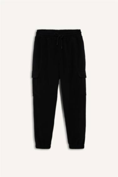 Regular Fit Drawstring Waist Fleece Cargo Sweatpants