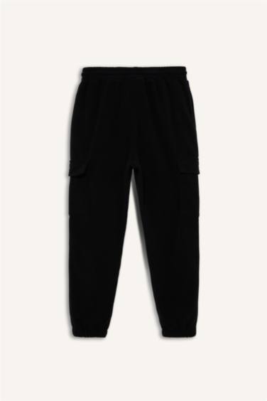 Regular Fit Drawstring Waist Fleece Cargo Sweatpants