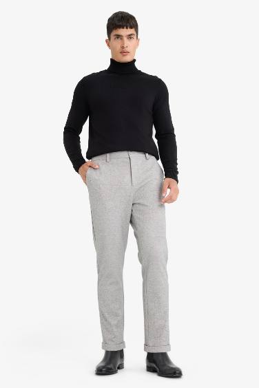 Straight Fit Combed Cotton Trousers