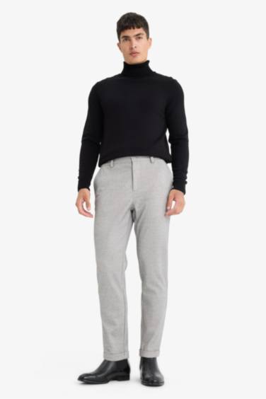 Straight Fit Combed Cotton Trousers