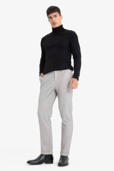 Straight Fit Combed Cotton Trousers