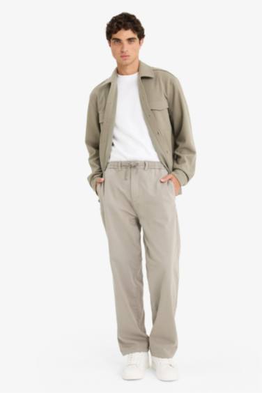 Wide Leg Regular Hem Zipper Trousers