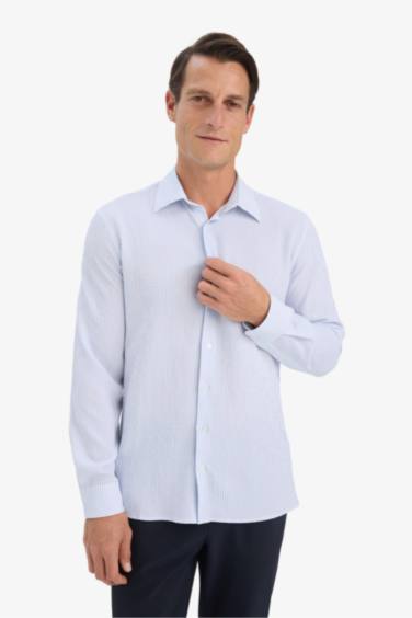 Chemise à manches longues en tissu froissé Coupe modern fit