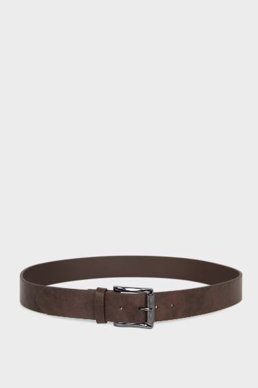 حزام جلد صناعي بمشبك مستطيل