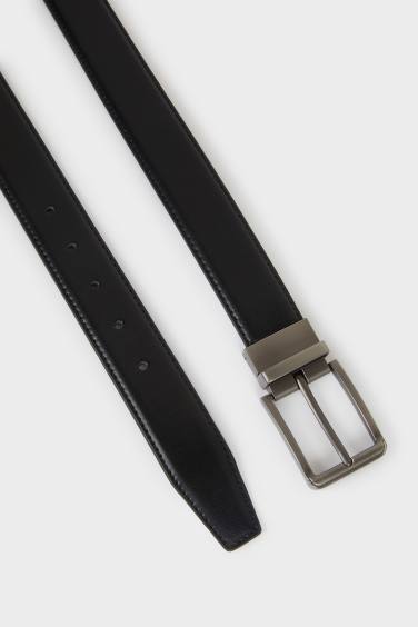 Man Rectangle Clasp Faux Leather