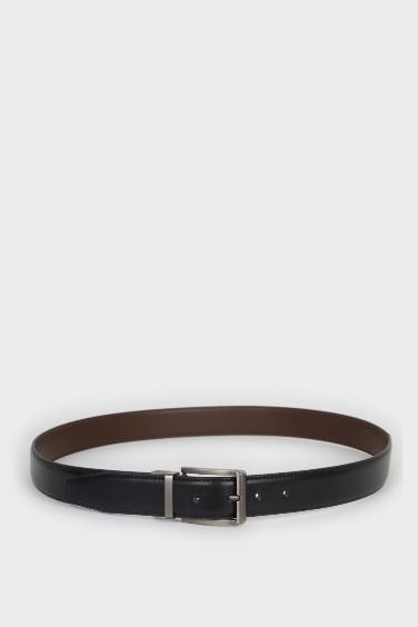 Man Rectangle Clasp Faux Leather