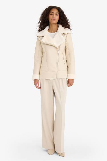 Su Geçirmez Oversize Geniş Kalıp Suni Kürk Astarlı Fermuarlı Mont