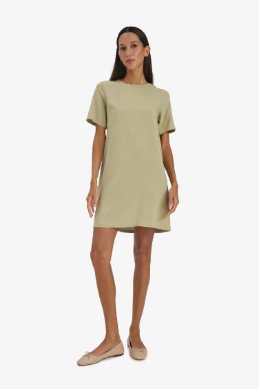 Crew Neck Basic Short Sleeve Mini Dress