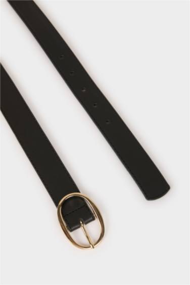 حزام نسائي جلد صناعي بمشبك بيضاوي