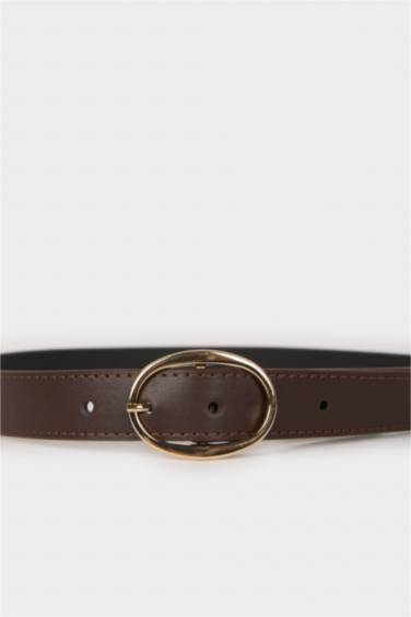 Kadın Oval Toka Suni Deri Jean Kemeri