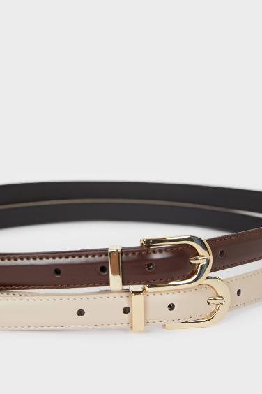 حزام نسائي جلد صناعي - قطعتين