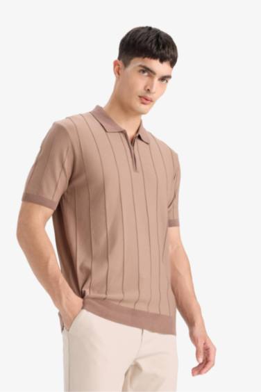 Standard Fit Knit Short Sleeve Polo T-Shirt