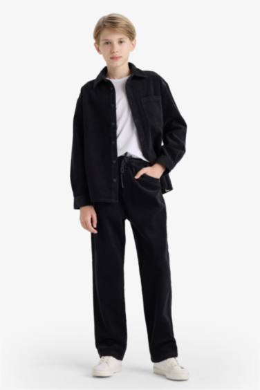 Boy Regular Fit Velvet Straight Trousers