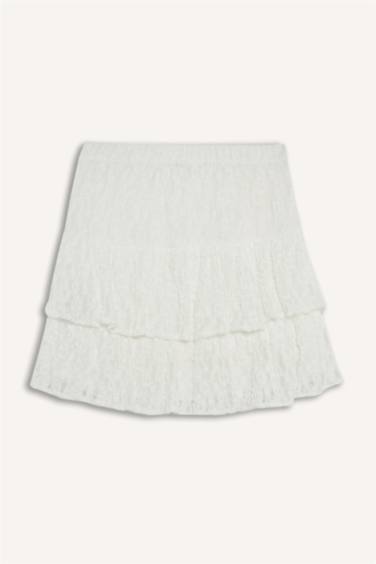 Юбка А-силуэта средней посадки из кружевного материала с подкладкой из трикотажа