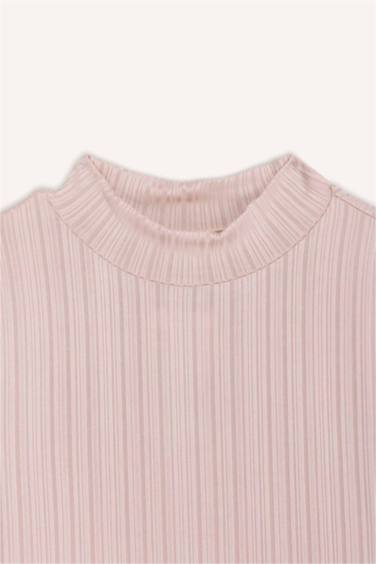 Regular Fit Half Turtleneck Ribbed Camisole T-Shirt