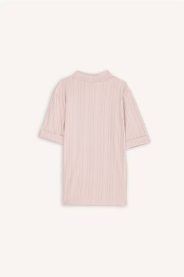 Regular Fit Half Turtleneck Ribbed Camisole T-Shirt