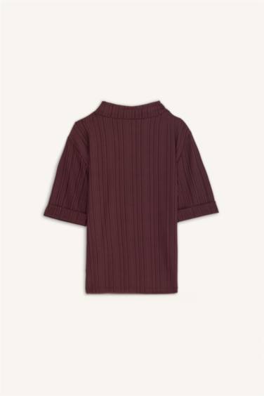 Regular Fit Half Turtleneck Ribbed Camisole T-Shirt