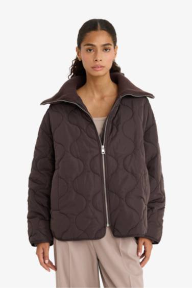 Su Geçirmez Regular Fit Kapitoneli Fermuarlı Mont