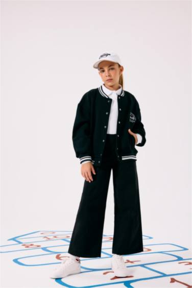 Kız Çocuk Baskılı Kolej Yaka Bomber Okul Hırkası