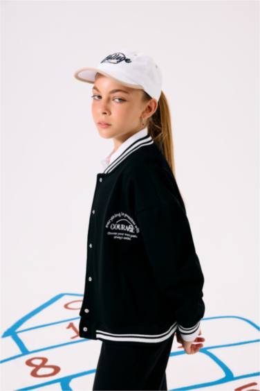 Kız Çocuk Baskılı Kolej Yaka Bomber Okul Hırkası