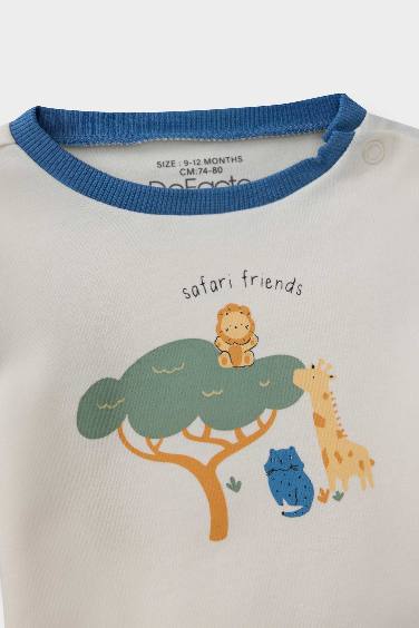 سيت بيبي ولادي تيشيرت وبنطلون بطبعة سفاري - قطعتين