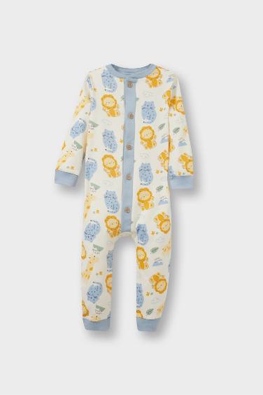 Baby Boy Newborn Safari Printed Jumpsuit