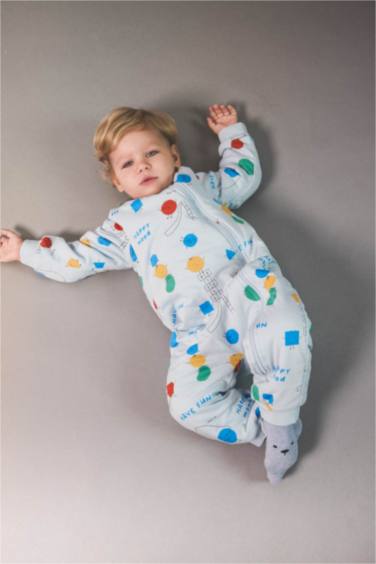 Boy Newborn 1 Tog Fiber Patterned Cotton Jumpsuit