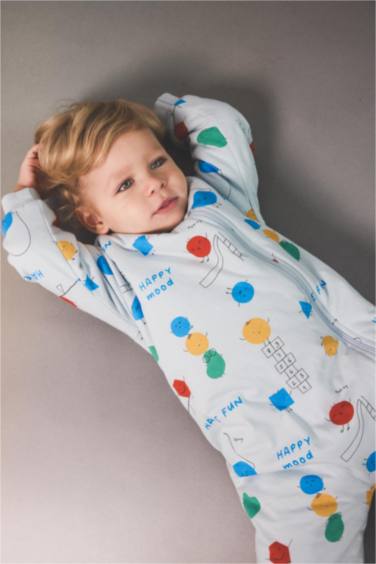 Boy Newborn 1 Tog Fiber Patterned Cotton Jumpsuit